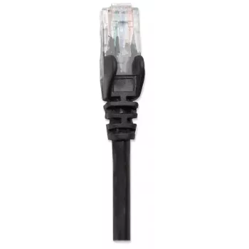 Intellinet tinklo jungiamasis laidas Cat6, 5m, juodas, CCA, U/UTP, PVC, RJ45, paauksuoti kontaktai, apsauga nuo užkabinimo, su gaubteliais, visą gyvenimą trunkanti garantija