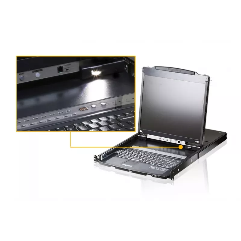 ATEN CL5800N stelažinė konsolė 48,3 cm (19 colių) 1280 x 1024 pikseliai Metalinė Juoda 1U