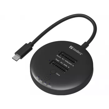 Sandberg USB 3.2 Cloner Dock, skirta NVMe M.2 SSD, juoda, 20 Gbit/s