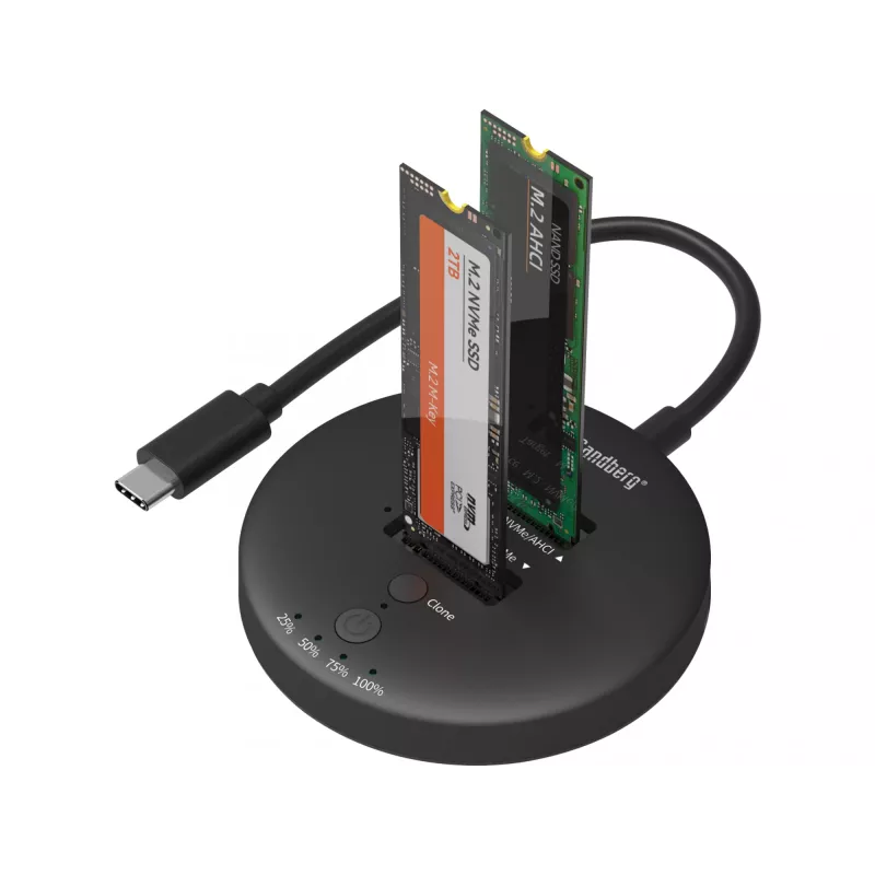 Sandberg USB 3.2 Cloner Dock, skirta NVMe M.2 SSD, juoda, 20 Gbit/s