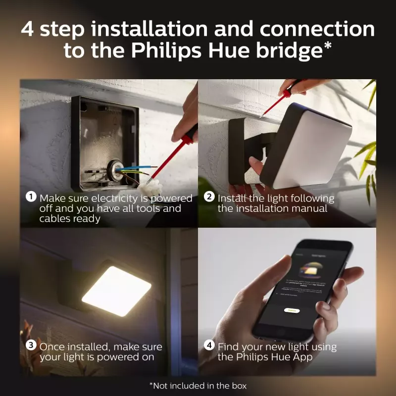 Philips Hue White Welcome Floodlight lauko prožektorius, 20,5W LED, juodas