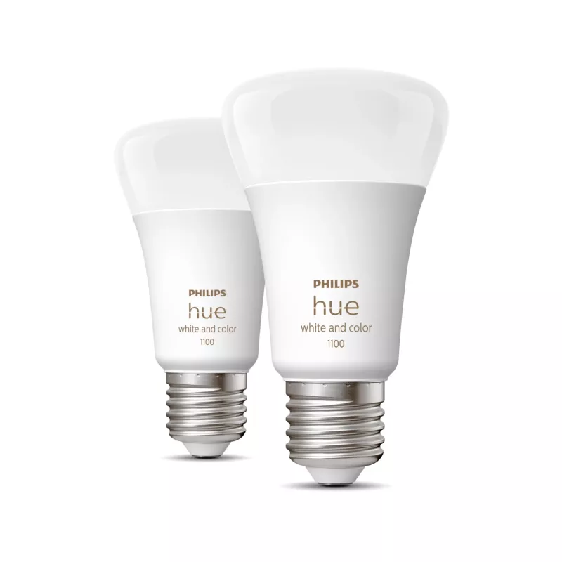 Philips Hue White and colour ambience A60 – E27 išmanioji lemputė – 1100 liumenų (2 vnt. pakuotė)