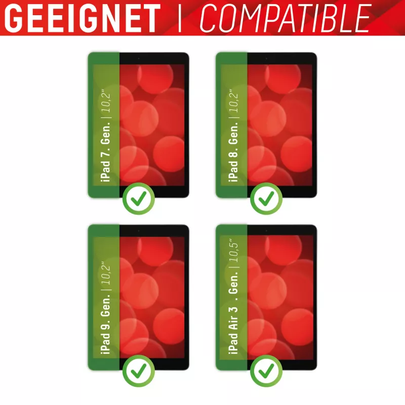Displex Tablet Glass (9H) Apple iPad (7./8./9. kartos) / Air (3. kartos) apsauginis stiklas su Eco montavimo rėmeliu