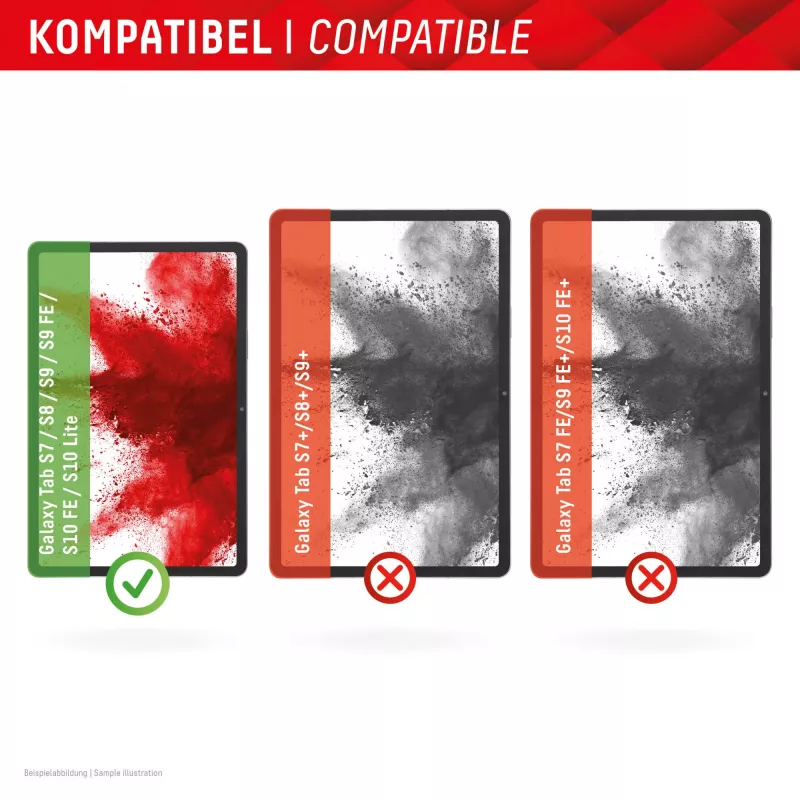 Displex apsauginis stiklas (9H) planšetei Samsung Galaxy Tab S7/S8/S9/S9 FE/S10 FE/S10 Lite su EASY-ON® Eco montavimo rėmeliu, nedūžtantis