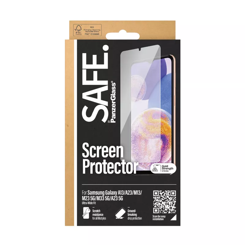 PanzerGlass SAFE. by ® Ekrano apsauga Samsung Galaxy A13 | A23 | M13 | M23 5G | M33 5G | A23 5G | Ultra-Wide Fit