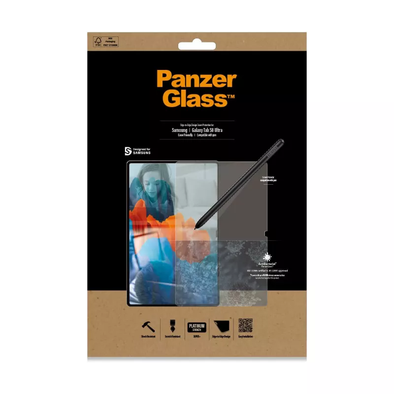 PanzerGlass ® Apsauginis stiklas Samsung Galaxy Tab S8 Ultra | S9 Ultra | Ultra-Wide Fit
