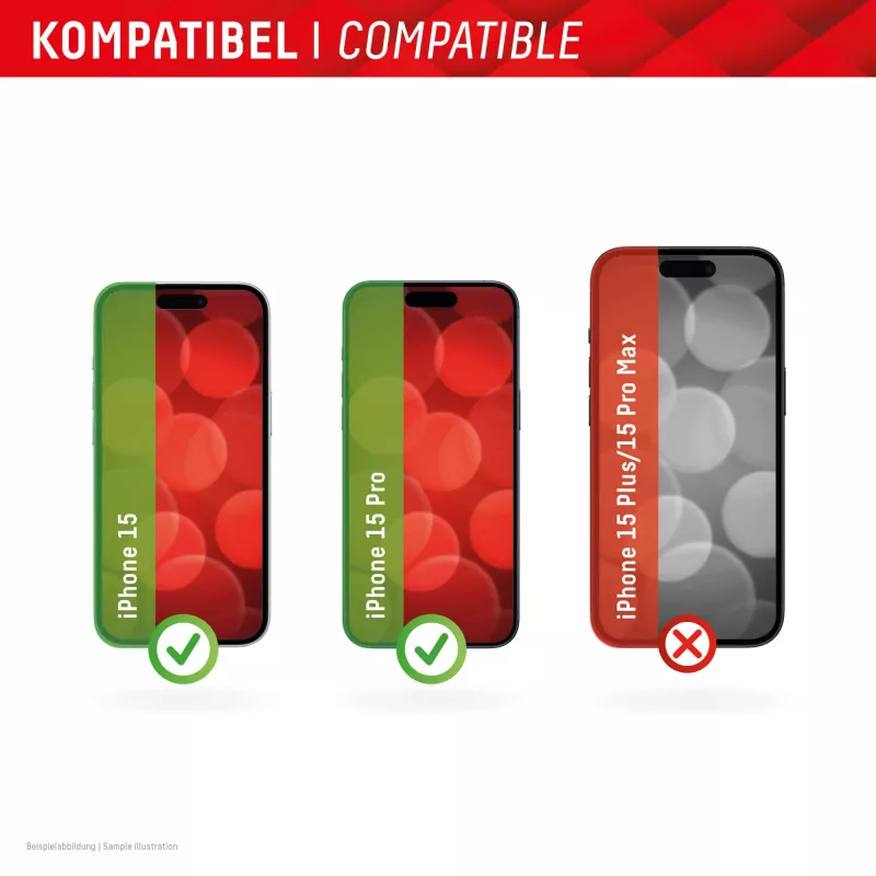 Displex privatumą užtikrinantis apsauginis stiklas (10H) Apple iPhone 15/15 Pro su Eco montavimo rėmeliu