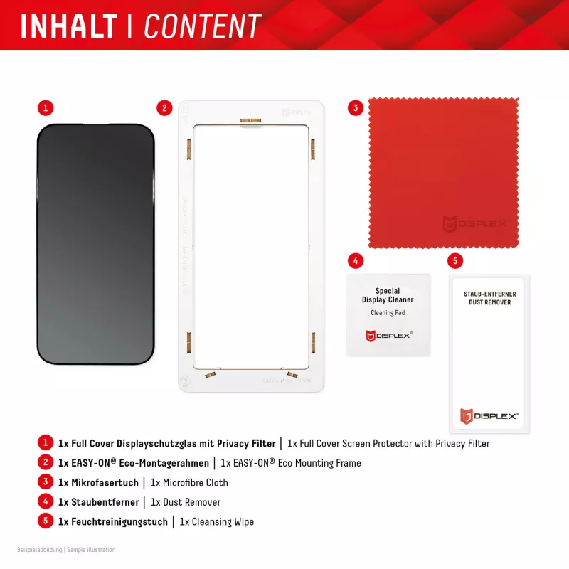 Displex privatumą užtikrinantis apsauginis stiklas (10H) Apple iPhone 15/15 Pro su Eco montavimo rėmeliu