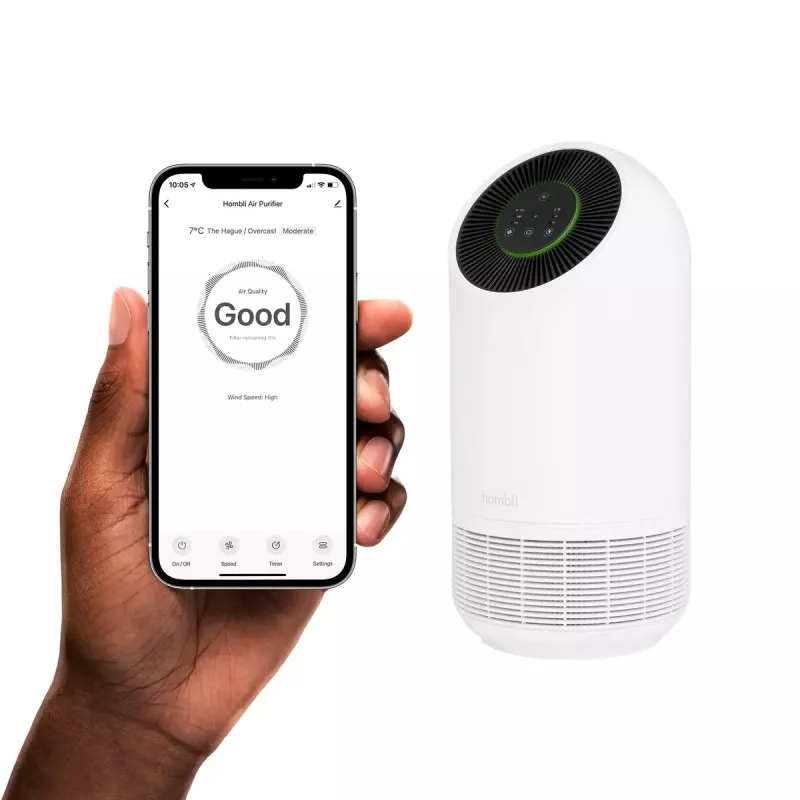 Oro valytuvas Hombli Smart Air Purifier by Avanca International BV, triukšmo lygis 30 dB, baltas ir juodas