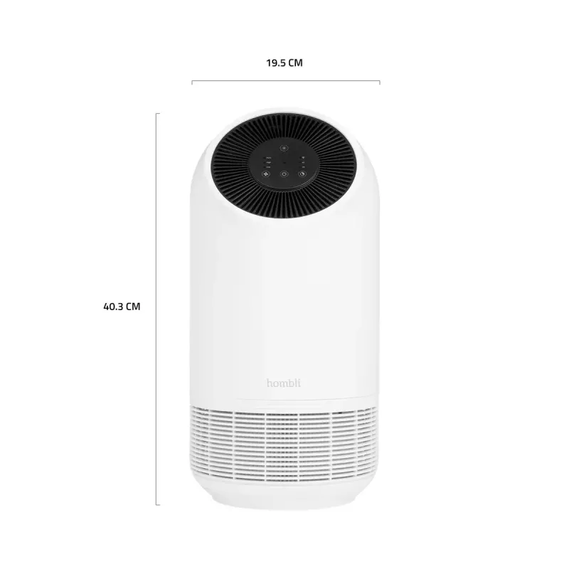Oro valytuvas Hombli Smart Air Purifier by Avanca International BV, triukšmo lygis 30 dB, baltas ir juodas