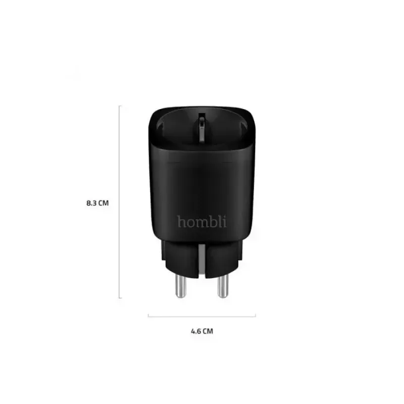 Hombli Smart Socket EU Black – išmanusis kištukinis lizdas su Wi‑Fi, 220–250 V, 3,68 kW, vidaus naudojimui