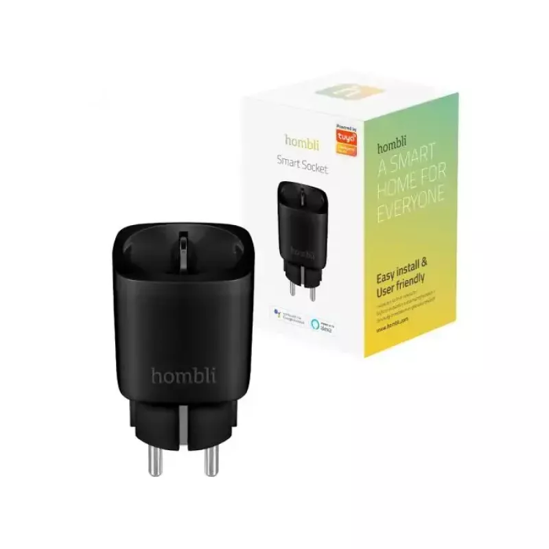 Hombli Smart Socket EU Black – išmanusis kištukinis lizdas su Wi‑Fi, 220–250 V, 3,68 kW, vidaus naudojimui