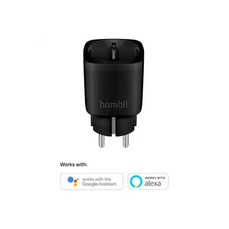 Hombli Smart Socket EU Black – išmanusis kištukinis lizdas su Wi‑Fi, 220–250 V, 3,68 kW, vidaus naudojimui