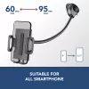 Universalus laikiklis telefonui su siurbtuku Cellularline Hug Flexi XL, juodai pilkas