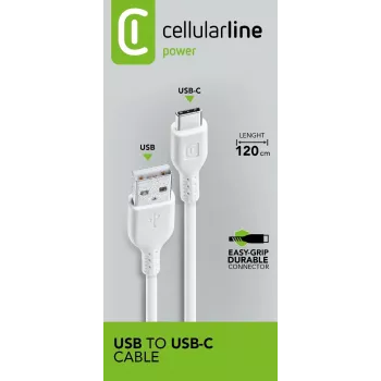 Cellularline maitinimo laidas 120 cm USB-C USB A baltas