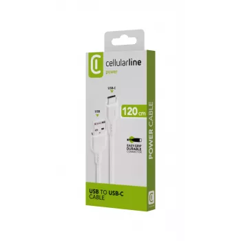 Cellularline maitinimo laidas 120 cm USB-C USB A baltas
