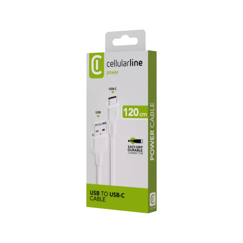 Cellularline maitinimo laidas 120 cm USB-C USB A baltas
