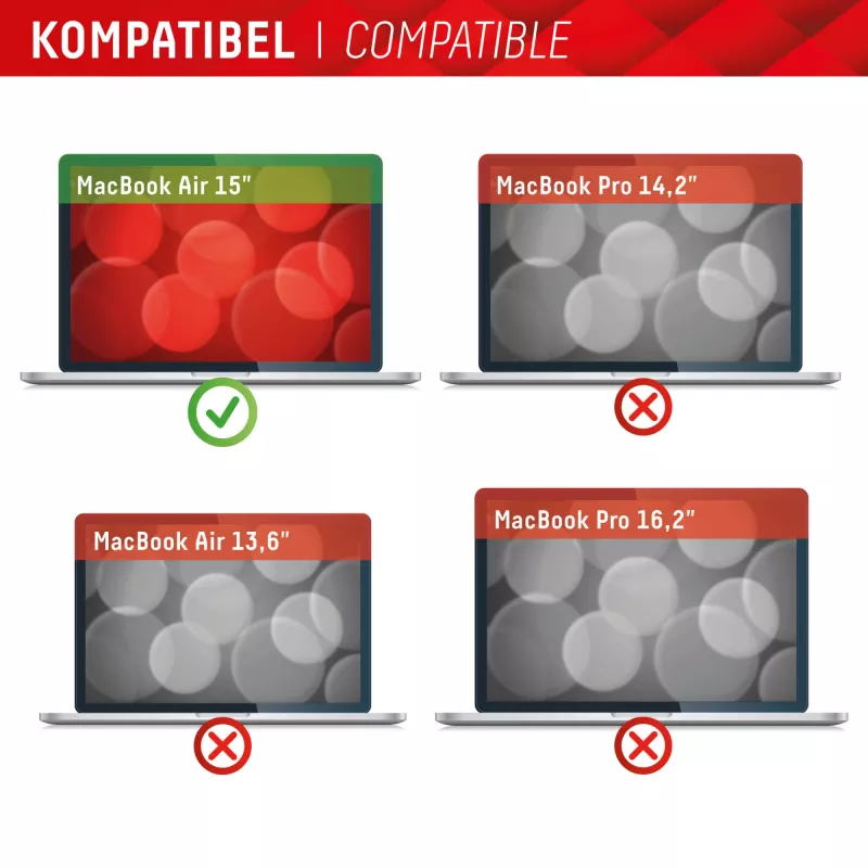 Displex PRIVACY SAFE magnetinis 2 krypčių privatumo filtras, skirtas MacBook Air 15 colių, matinis, 5H