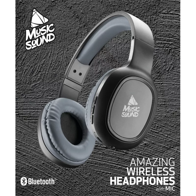 Belaidės ausinės ant galvos Music Sound HEADBAND BT BASIC su nuotolinio valdymo pulteliu ir mikrofonu
