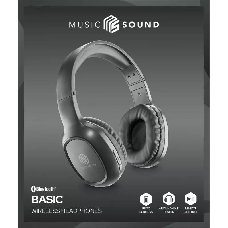 Belaidės ausinės ant galvos Music Sound HEADBAND BT BASIC su nuotolinio valdymo pulteliu ir mikrofonu