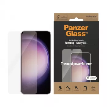 Apsauginis stiklas PanzerGlass Samsung Galaxy S23 Plus Ultra-Wide Fit, atsparus įbrėžimams ir smūgiams
