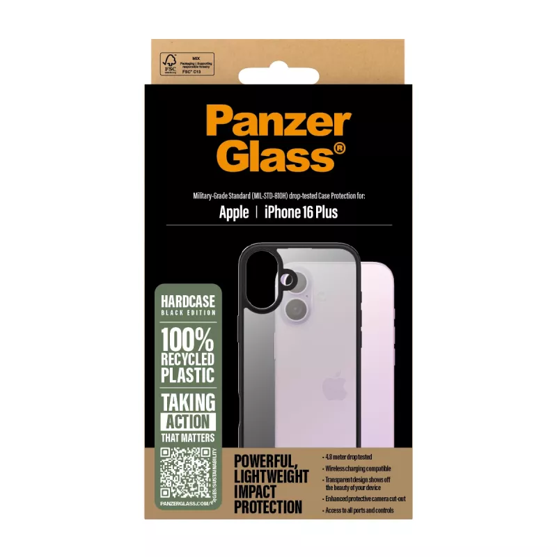 PanzerGlass HardCase 1297 juodas telefono dėklas, skirtas iPhone 16 Plus 6,7"