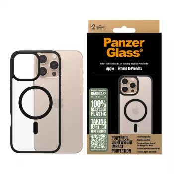 PanzerGlass ® HardCase Skaidrus su Juodu MagSafe ir Rėmeliu, iPhone 16 Pro Max
