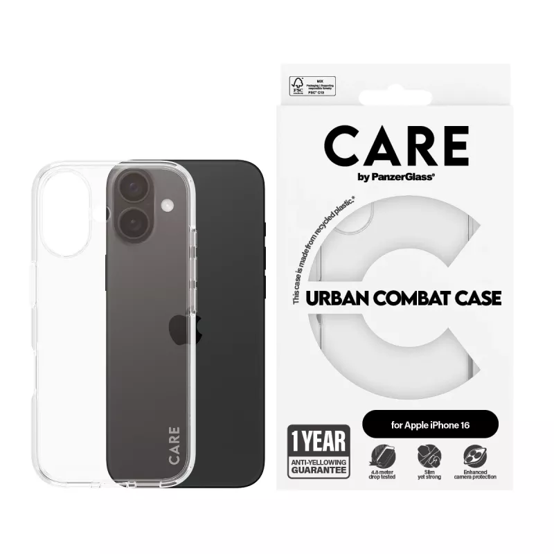PanzerGlass CARE by Flagship Case Skaidrus Urban Combat dėklas iPhone '24 6.1 colio