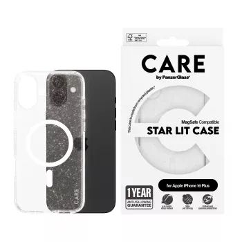 PanzerGlass CARE™ by ® Urban Combat Case Star Lit baltas su MagSafe, iPhone 16 Plus