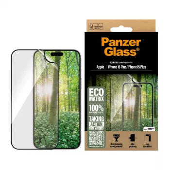 PanzerGlass® ECO MATRIX apsauginis stikliukas iPhone 16 Plus | 15 Plus | Ultra-Wide Fit