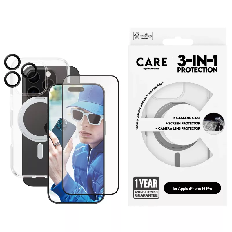 PanzerGlass CARE by ® 3-in-1 Ceramic Bundle iPhone 16 Pro