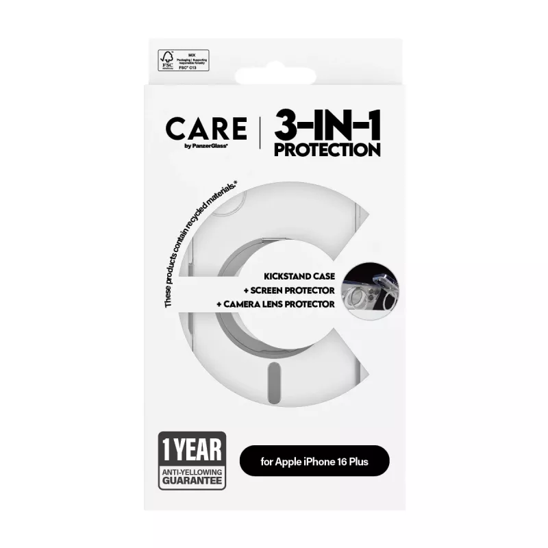 PanzerGlass CARE by ® 3-in-1 Ceramic Bundle iPhone 16 Plus – apsauginis rinkinys su dėklu