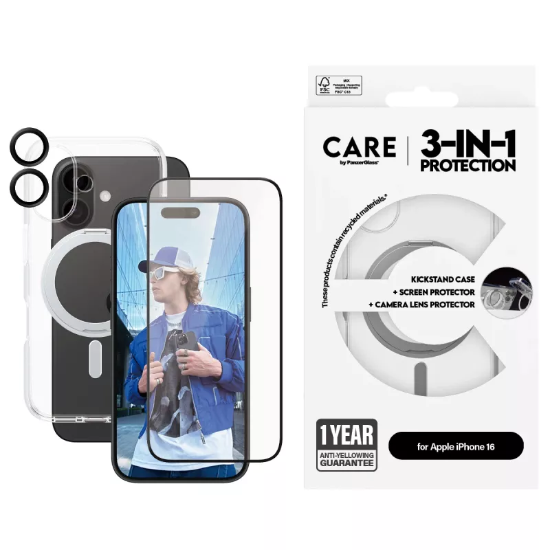 PanzerGlass CARE by ® 3-in-1 Ceramic rinkinys iPhone 16