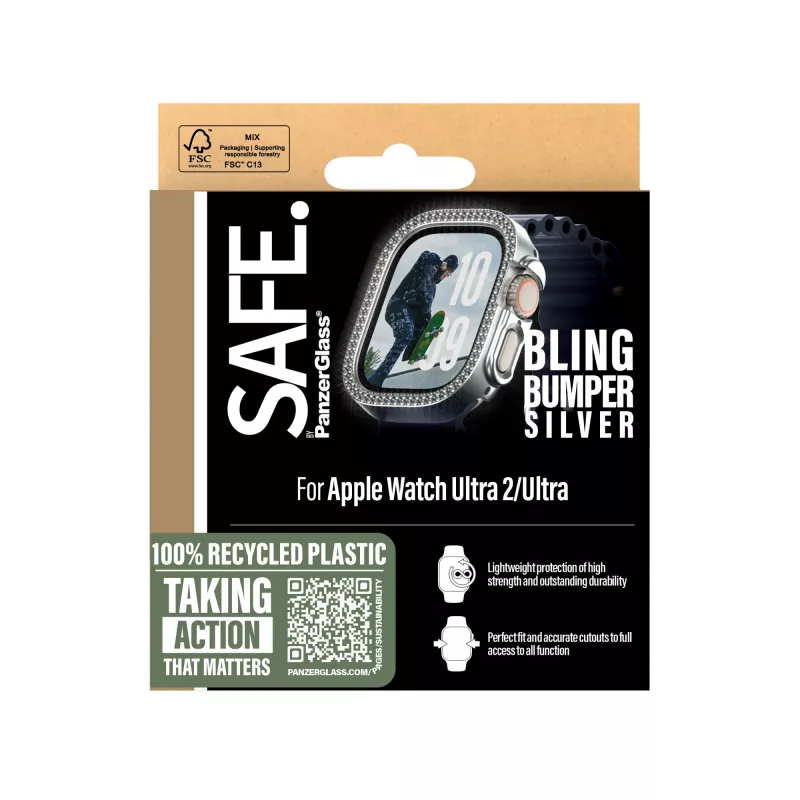PanzerGlass SAFE. by® Bling Bumper Sidabrinis Apple Watch Ultra 3 | Ultra 2 | Ultra | 49 mm