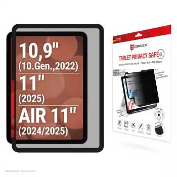 Displex TABLET PRIVACY SAFE nuimamas dvipusis privatumo filtras, skirtas iPad 10,9 colio (10. kartos) / 11 colio (2025) / Air 11 colio (2024/2025)