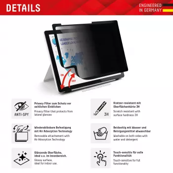 Displex TABLET PRIVACY SAFE nuimamas dvipusis privatumo filtras, skirtas iPad 10,9 colio (10. kartos) / 11 colio (2025) / Air 11 colio (2024/2025)