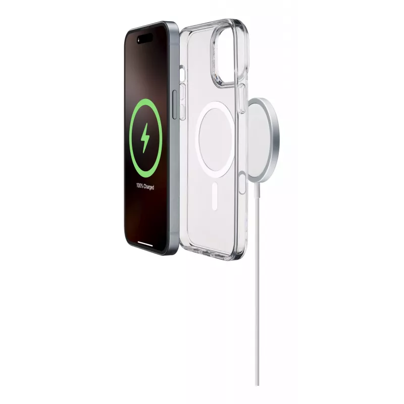 Cellularline Gloss Mag dėklas iPhone 16 Pro Max – permatomas, su magnetais, skirtas belaidžiam įkrovimui ir MagSafe laikikliams