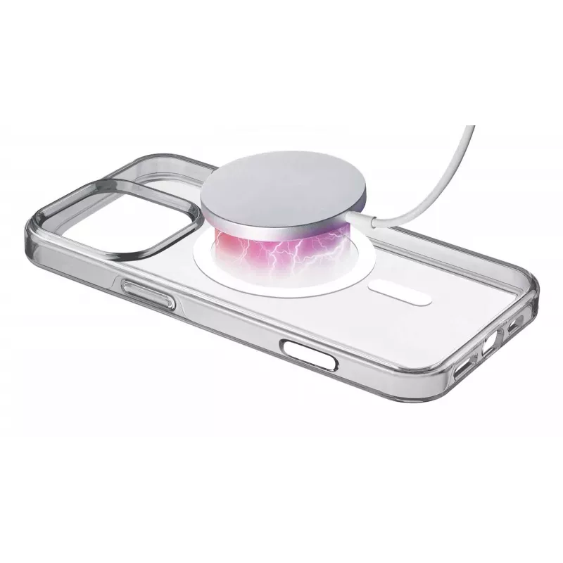 Cellularline Gloss Mag dėklas iPhone 16 Pro Max – permatomas, su magnetais, skirtas belaidžiam įkrovimui ir MagSafe laikikliams