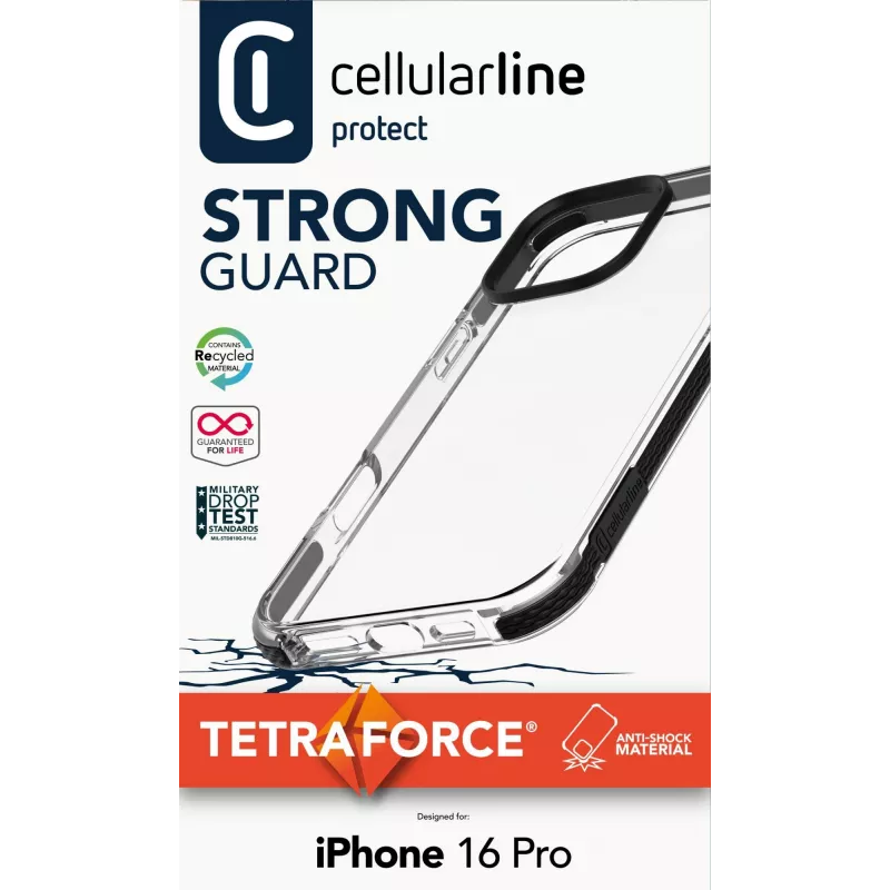 Dėklas Cellularline TETRACIPH16PROT, iPhone 16 Pro 6,3 colio, juodas