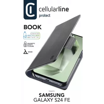 Cellularline Book dėklas Samsung Galaxy S24 FE su kortelių kišene ir magnetiniu užsegimu