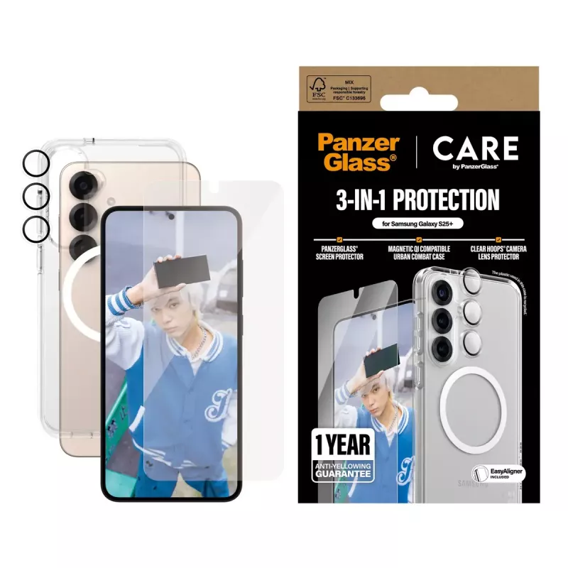 PanzerGlass® CARE by® Flagship 3-in-1 rinkinys Samsung Galaxy S25+