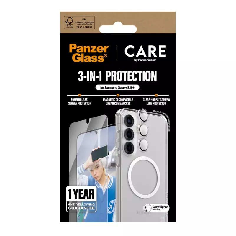 PanzerGlass® CARE by® Flagship 3-in-1 rinkinys Samsung Galaxy S25+