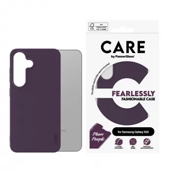 PanzerGlass CARE Fashionable Case dėklas Samsung Galaxy S25, slyvinė violetinė, permatomas