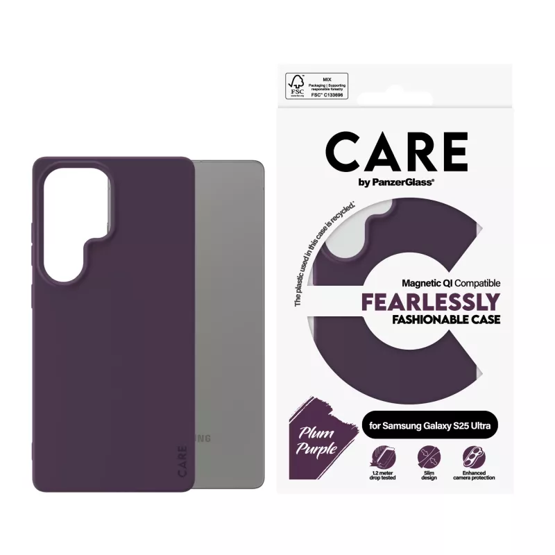 PanzerGlass CARE™ by ® Dėklas Plum Purple su Qi suderinamumu Samsung Galaxy S25 Ultra