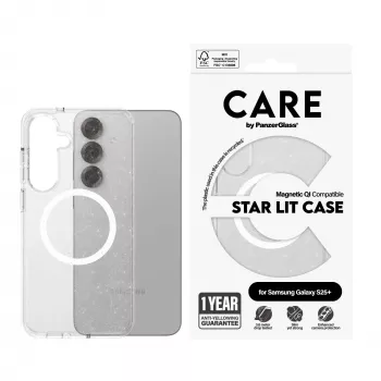 PanzerGlass CARE™ by ® Urban Combat Case Star Lit baltas, suderinamas su Qi, Samsung Galaxy S25+
