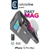 Cellularline Daily Mag - iPhone 16 Pro Max knyginis dėklas su permatoma kieta nugarėle, suderinamas su Magsafe® ekosistema