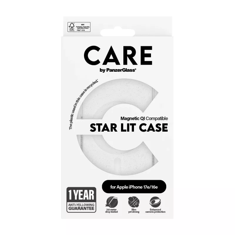 Dėklas PanzerGlass CARE by ® Flagship Case Urban Combat Star Lit White Qi suderinamas iPhone 16e