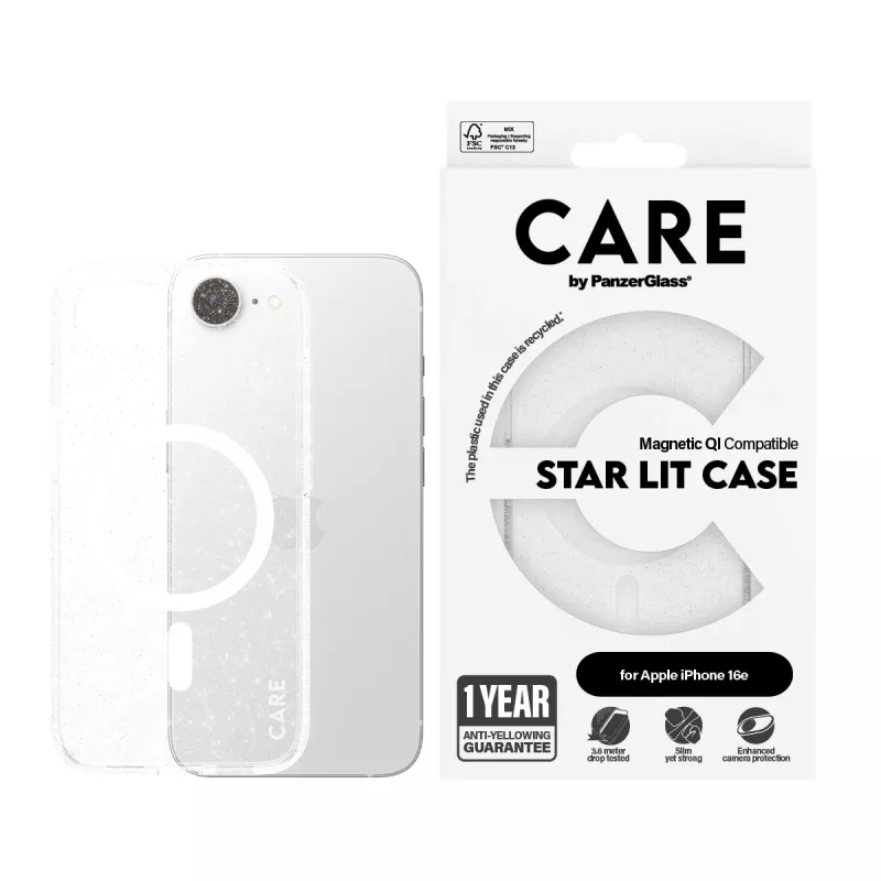 Dėklas PanzerGlass CARE by ® Flagship Case Urban Combat Star Lit White Qi suderinamas iPhone 16e