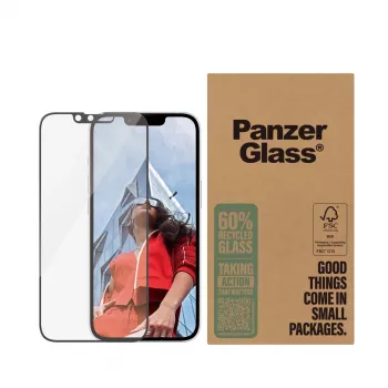 Apsauginis stiklas PanzerGlass iPhone 16e / 14 / 13 / 13 Pro Ultra-Wide Fit atsparus įbrėžimams ir smūgiams