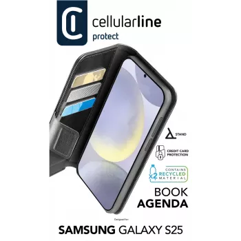 Dėklas Folio Cellularline Galaxy S25 16,1 cm Juodas 3 Kortelių Kišenės